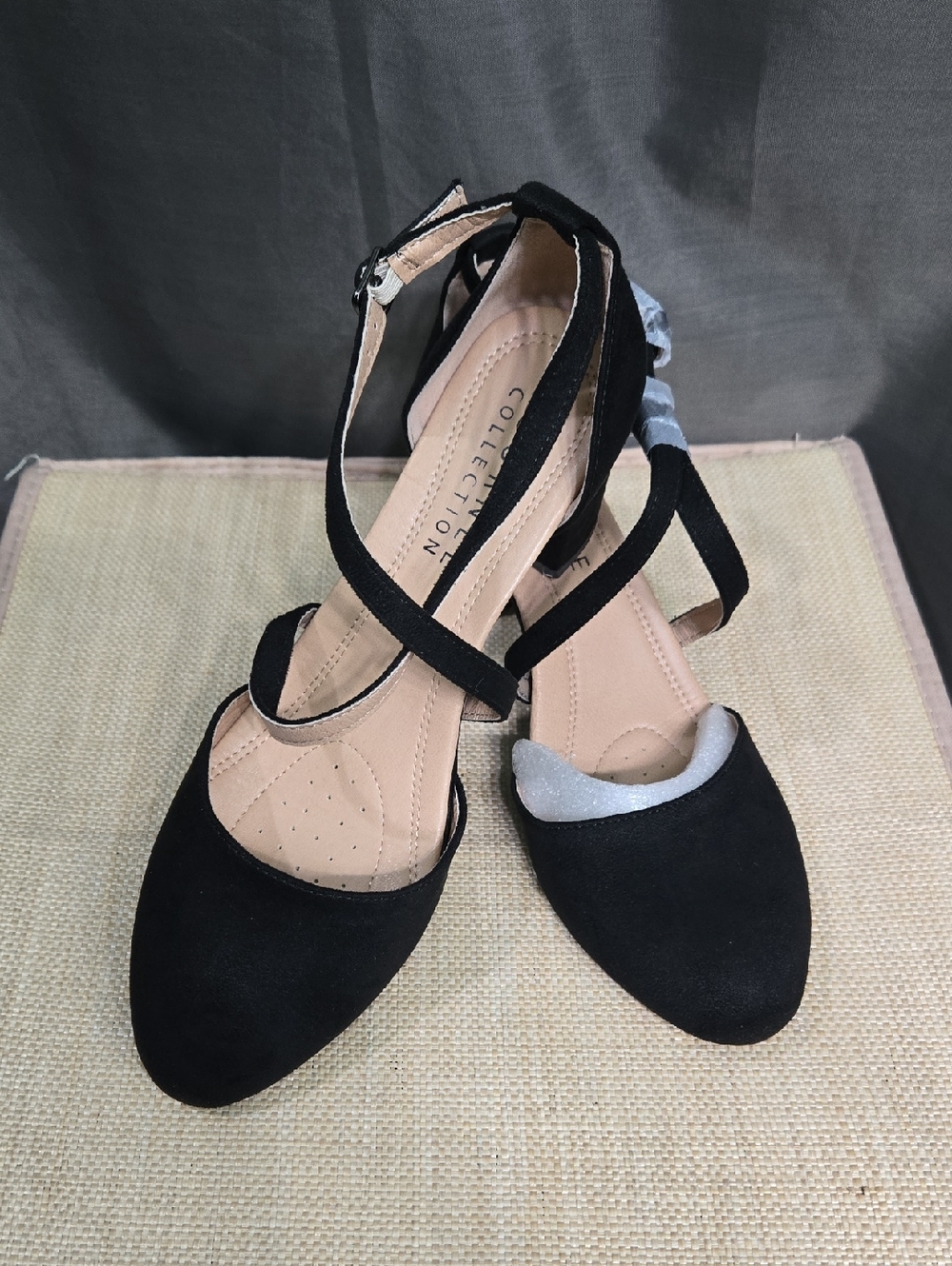 Black Suede Ankle-Strap Heels